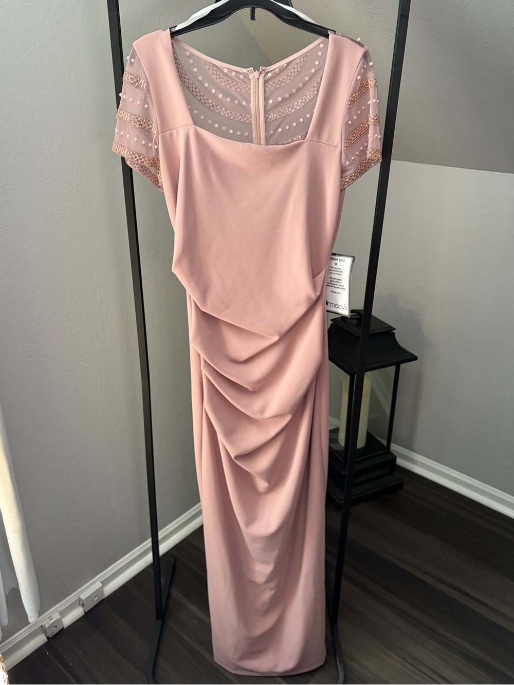 BETSY & ADAM BEADED SLEEVE DRESS